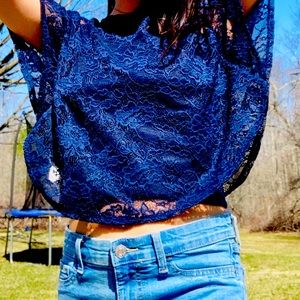 Lace Navy H&M Blouse